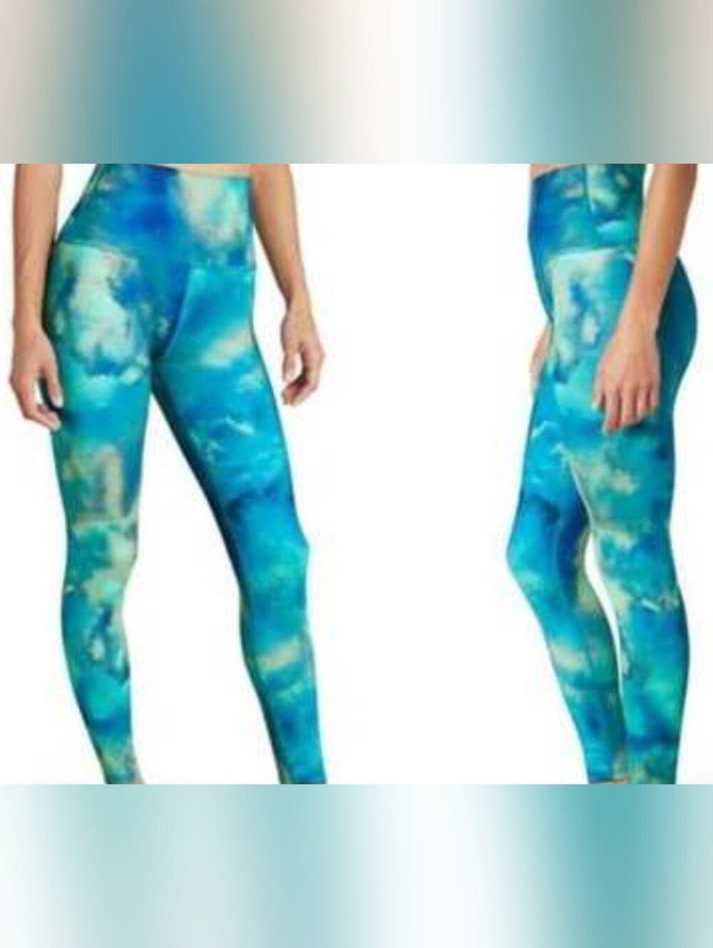 Beyond Yoga Blue High Waisted Tie Dye Crop Leggings Small Washed Bali Blue EUC